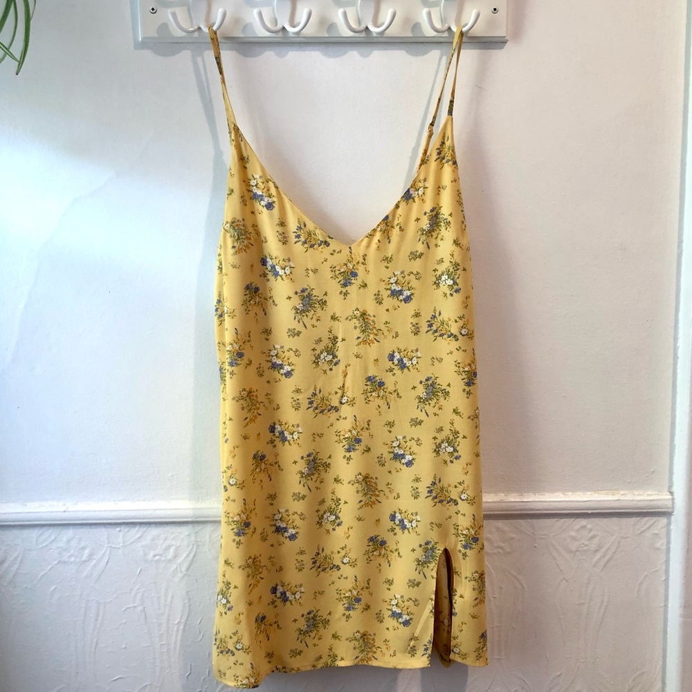 Yellow floral Reformation Marlowe dress, size Medium